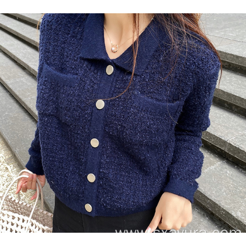 Female elegant small fragrance short knitted cardigan